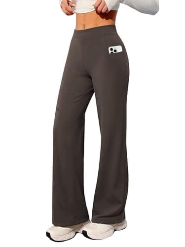 Wide Leg Yoga Pants Women High Waisted Loose Stretch Lounge Causal Work Workout Gym Trousers with Pockets — image 1