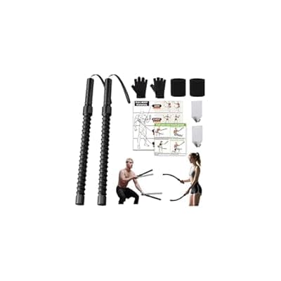 Ropeless Battle Ropes – Weighted Portable Workout Ropes for Home Gym, Cordless Jump/Arm Exerciser with Non-Slip Gloves & Training Poster – HIIT, Low-Impact Cardio & Strength/Muscle Training(2PCS)