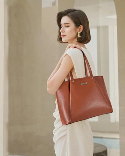 Blofinche Genuine Leather Tote Bag for Women,15.6 Inch Laptop Bag, Large Work Purse for Office Travel Commuter view 2