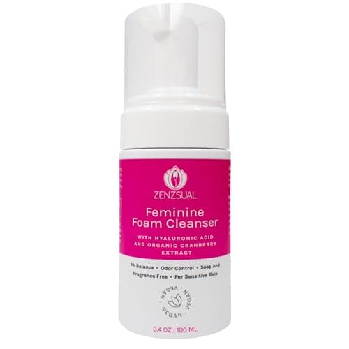 ZENZSUAL Feminine Foam Cleanser with Hyaluronic Acid & Organic Cranberry Extract – pH Balanced Feminine Wash for Sensitive Skin, Fragrance-Free Vaginal Cleanser, Hypoallergenic Intimate Care, 3.4 oz — image 1