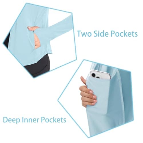 AGVNG Womens UPF 50+ Long Sleeve Hooded Jackets Lightweight UV Protection Sun Shirts Workout Athletic Hiking Running Tops view 6
