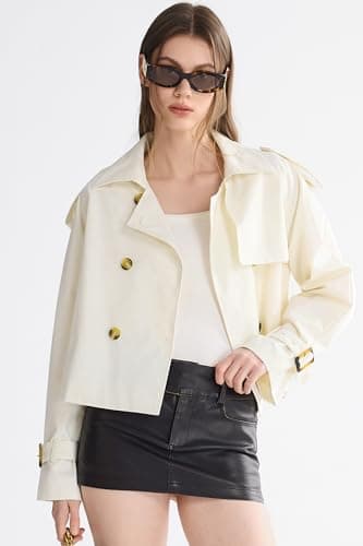 Orolay CHIIONE Cropped Trench Jackets Women's Lightweight Spring Jacket Double Breasted Short Trench Coat Trendy Outfit view 5