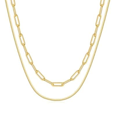 JNZSSWHJJH Gold Chain Necklace for Women - 18K Gold Plated Gold Chain Necklace Layered Herringbone Rope Snake Paperclip Chain Necklaces Dainty Gold Chain Necklace for Women Gold Jewelry Gifts
