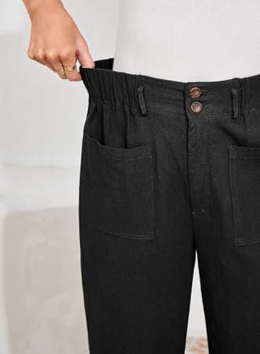 Dokotoo Linen Pants Women Casual Cotton Capri Pants High Waisted Harem Trouser Summer Slacks with Pockets Fall Clothes view 6