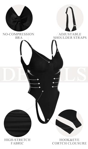 JEKAOYI Women's Shapewear Bodysuit, Mid Thigh Tummy Control Butt Lifter Shaper with Adjustable Straps view 4