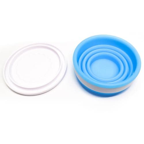 ZB.soar Foldable Water Cup with Lid, Food Grade Silicone,Small Portable Water Cup, Suitable for Camping, Traveling and Business Trips, Lightweight, Durable and Reusable (Blue) view 5