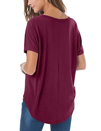 Herou Casual Summer Short Sleeve High Low Loose T Shirt Basic Tees Tops for Women view 3