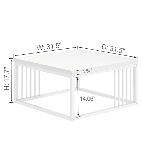 FOLUBAN White Coffee Table, Modern Rustic Wood and Metal Center Table, Industrial Simple Cocktail Tea Table for Living Room, 31.5 Inch view 2