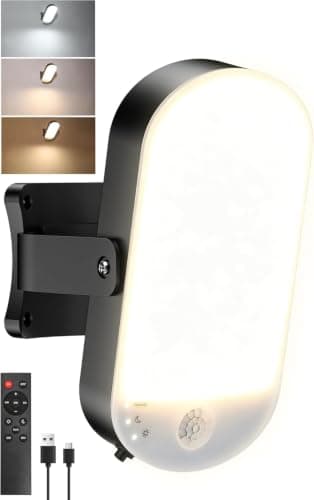 Rechargeable Motion Sensor Outdoor Light, 10000mAh Battery Security Light with Remote, 3 Modes, Red Alert, Dimmable 3CCT IP65 Waterproof Lamp for Porch Garage Backyard — image 1