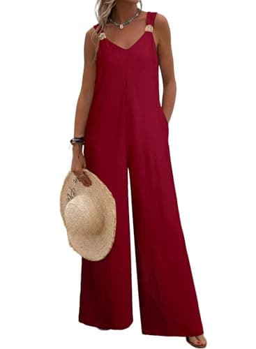 Acelitt Womens Sleeveless Wide Leg Jumpsuits with Pockets,S-XXL view 5