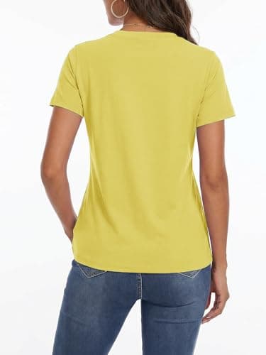 LaGracia Women's Cotton T Shirt V-Neck Short Sleeve Shirt Classic-Fit Casual Breathable Tee Summer Basic Tops view 4