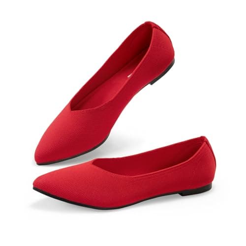 ATHMILE Pointed Toe Flats for Women Dressy Work Shoes Business Casul Knit Ballet Flats Slip on Office Ladies Comforttable Dress view 5