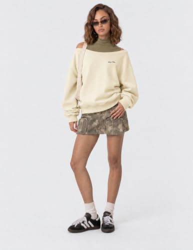 Aelfric Eden Womens Boxy Off The Shoulder Mock Neck Sweatshirt | Minimalist Workwear Style,Subtle Contrast Design,Sophisticated Casual,Relaxed Chic Fit,Versatile Everyday Wear,Soft Comfort view 5