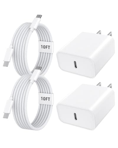 iPhone 18 17 16 Pro Max Charger Fast Charging 10FT, 20W USB C Charger Block | 2 Pack 20W Type C Charger with 10FT Long USB-C to USB-C Woven Charge Cable for iPhone Duo/18 Pro/18 Pro Max/17 16 15 Pro Max — image 1