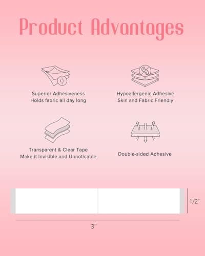 50 Pcs Double Sided Skin Tape for Clothing, Transparent Strong Body Anti-Exposure Tape, Skin-Friendly, Suitable for All Tones, Suitable for All Fabrics, Multi-Purpose Tape (White) view 3