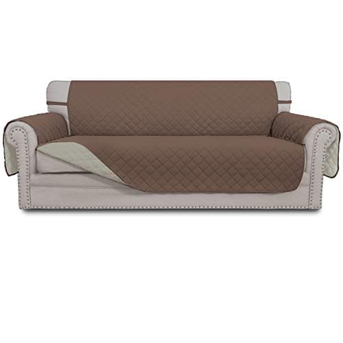 Easy-Going Reversible Oversized Couch Cover for 3 Cushion Couch Sofa Cover for Dogs Water Resistant Furniture Protector Cover with Foam Sticks for Pet (Oversized Sofa, Brown/Beige) — image 1