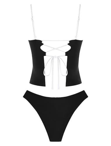 ZAFUL Cute Tankini Swimsuits for Women Retro Y2K High Cut Two Piece Bathing Suit 2026 Beach Swimwear view 4