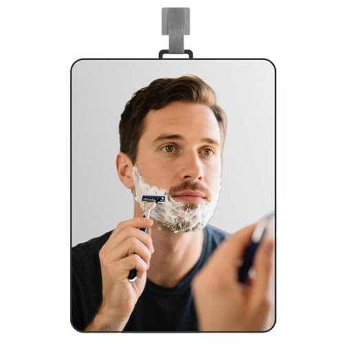 ZELIEVE Shower Mirror Fogless for Shaving Men Fog Free Anti Fog Bathroom No Fog Proof Anti-Fog Hanging Shatterproof RV (9” x 7”) view 1