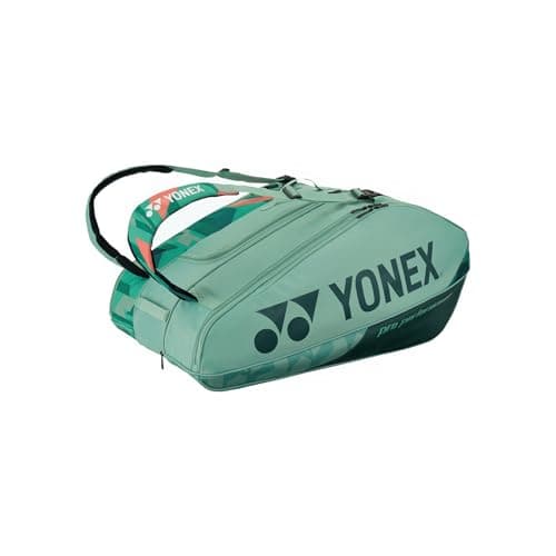 Yonex Pro Racquet Bag 12, Multi-Compartment 12-Racket Tennis Gear Travel Pack, Backpack Carry Straps/Grab Handle, Olive Green