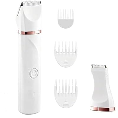 Bikini Trimmer for Women,Painless Electric Razor & Body Shaver for Pubic Hair,IPX7 Waterproof Hair Trimmer Women with Ceramic Blades,USB Rechargeable,Wet/Dry Use,Gifts for Women（White）