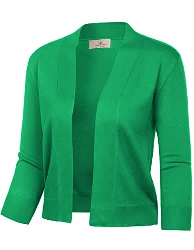 GRACE KARIN Women's 3/4 Sleeve Knit Cropped Cardigan Sweaters Open Front Bolero Shrugs Sweater Tops S-3XL view 1