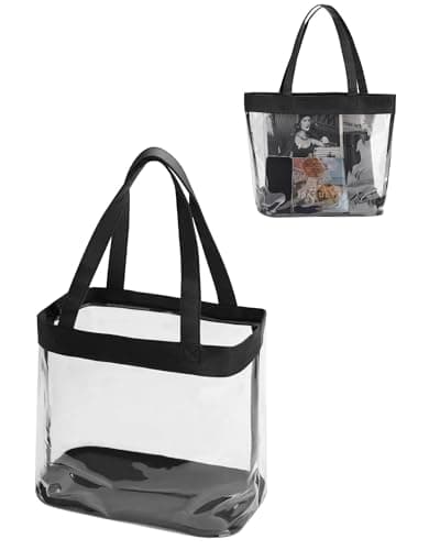 Large Clear Tote Bag Stadium Approved Plastic Yarn Holder for Crocheting Supplies Knitting Crochet Project Bag Craft Storage Transparent See Through Purse for Stadium Events 12 x6 x12, Black — image 1
