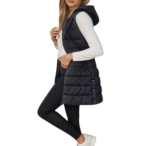 ZGTWHZY Long Puffer Vest Women 2026 Fall Winter Sleeveless Quilted Lightweight Zip Up Hood Vests Jacket Outwear with Pocket view 5