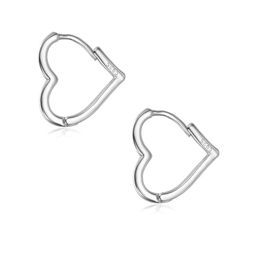 XIUQILAI 925 Sterling Silver Heart Earrings for Women, Dainty Huggie Hoop Fashion Hypoallergenic Small Chunky Stud Earrings Lightweight Love Heart Dangle Jewelry view 1