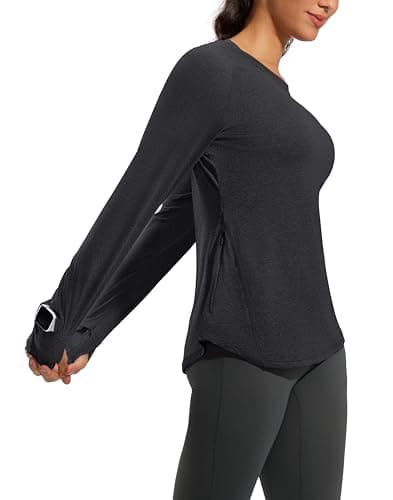 G Gradual Long Sleeve Workout Tops for Women Quick Dry Lightweight Running Athletic Shirts with Zip Pocket Moisture Wicking view 2