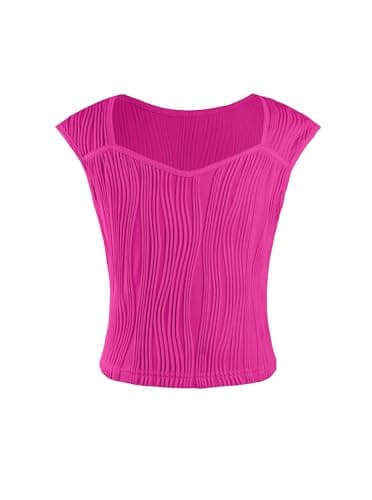 Ecolala Girls Crop Top Textured Cap Sleeve T Shirt Slim Fitted Tee Cute Summer Tops view 3