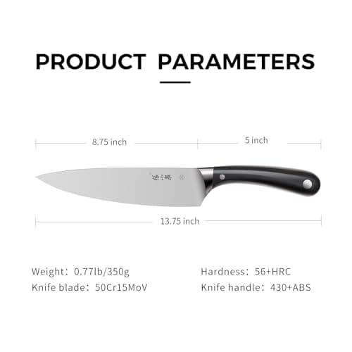 ZHANG XIAO QUAN Kitchen Knife in High Carbon Steel, Professional Chef Knife with Ergonomic Handle and Ultra Sharp Blade view 3