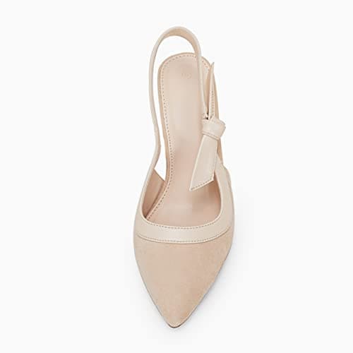 Coutgo Women's Pointed Toe High Heels Slingback Bowknot Formal Pumps Dress Shoes view 3