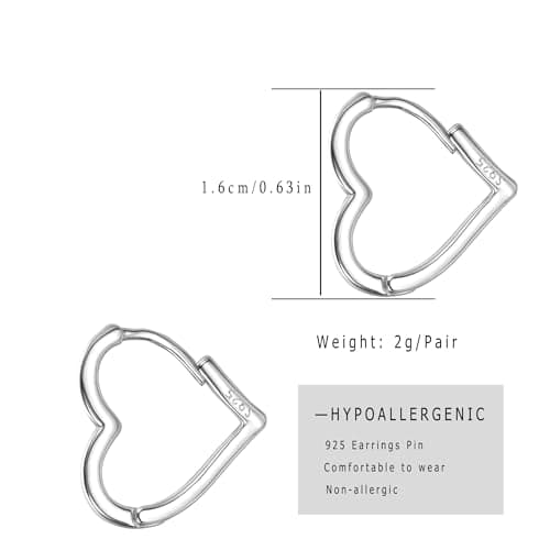 XIUQILAI 925 Sterling Silver Heart Earrings for Women, Dainty Huggie Hoop Fashion Hypoallergenic Small Chunky Stud Earrings Lightweight Love Heart Dangle Jewelry view 2