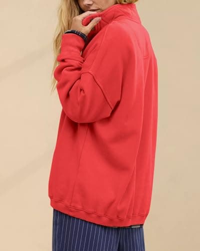 Gacaky Sweatshirt for Women Oversized Henley Neck Pullover Top Fall Outfits view 3