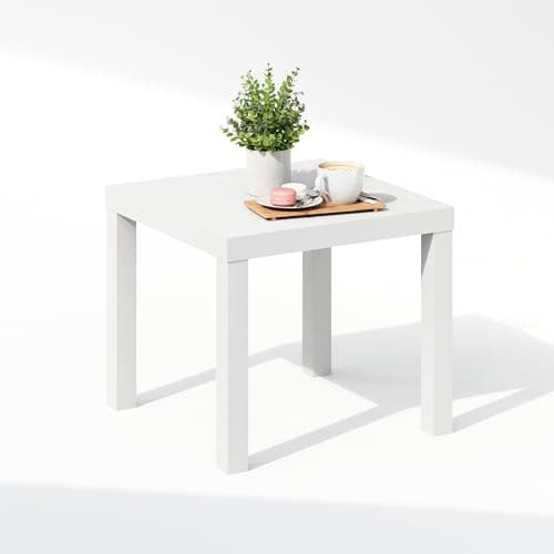 Furinno Classic Coffee Table, Square Modern Coffee Table with Triple Thick Tabletop, Simple Side Table with 4 Legs, for Living Room, Bedroom, Home Office, White view 5