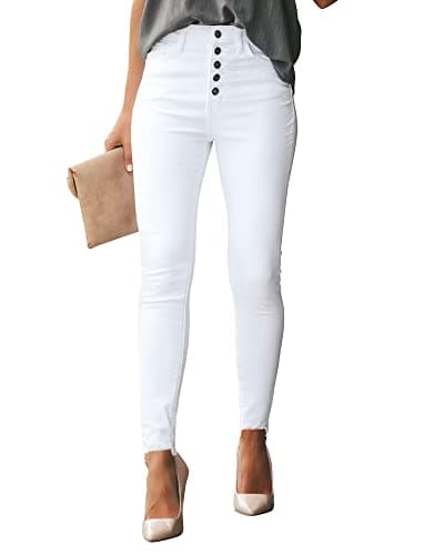 POTILI Womens Ripped Jeans Stretch Skinny Jeans for Women Butt Lifting Distressed Jeans High Waisted Denim Pants Light Blue view 4