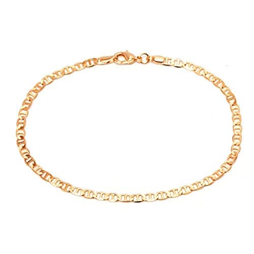 Barzel 18K Gold Plated Flat Marina Link Anklet for Women, 10 Inches - Made In Brazil (10.00)
