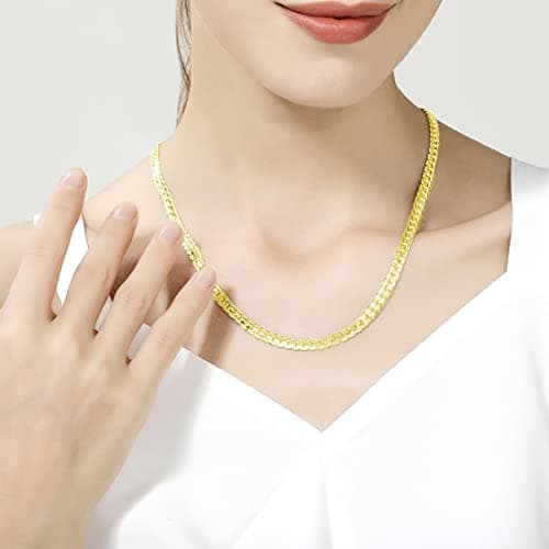 ZNBOH 5MM Plated Gold Chain Necklace for Women Men Full Sideways Chain Necklace Jewelry Sets Wedding Gift view 6