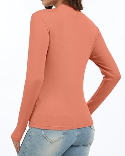 Jeqeocafy Women's Knitted Rib Mock Neck Long Sleeve Tshirt Fall Fashion Basic Thermal Underwear Tops Winter Clothes 2026 view 3