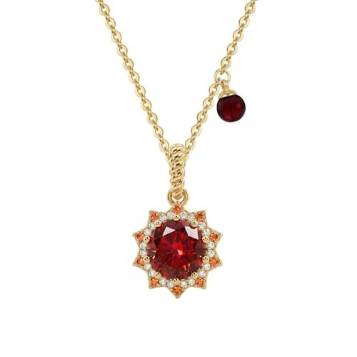 MTMY Birthstone Necklace for Women, 14K Gold Plated Sunburst Necklace with Removable Charm Birthday Jewelry Gift — image 1