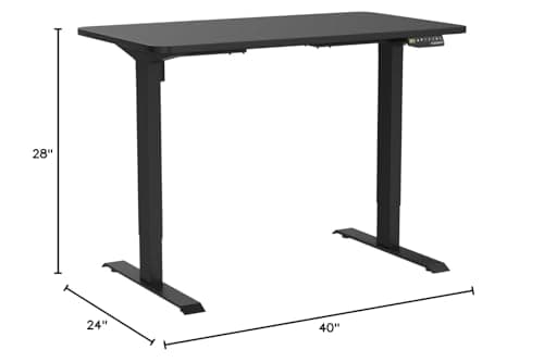 FLEXISPOT EN2 Whole-Piece Standing Desk with Clamp Power Strip, 40 x 24'' Electric Stand Up Height Adjustable Desk with Cable Management (Black Frame + 40" Black Top) view 3