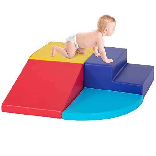 PayLessHere Climbing Toys for Toddlers 1-3 4-Piece Colorful Foam Blocks Play Set Indoor Baby Toys for Crawling & Sliding Soft Corner Climber for Babies Indoor Play for Homes, Schools