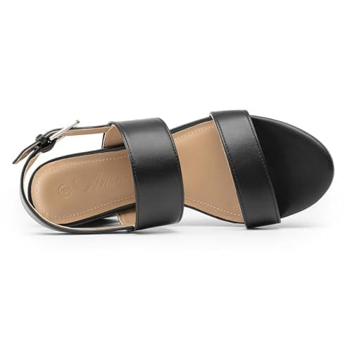 Athlefit Women's Platform Heels Chunky Block Heeled Sandals Open Toe Comfortable Buckle Dress Heels for Party Wedding view 4