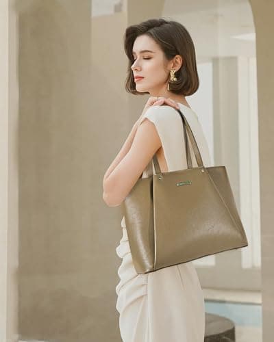 Blofinche Genuine Leather Tote Bag for Women,15.6 Inch Laptop Bag, Large Work Purse for Office Travel Commuter view 2