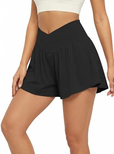 gaimoliso Crossover 2-in-1 Flowy Workouts Shorts Women Running Shorts with Pockets Spandex Shorts for Athletic Tennis Skorts — image 1