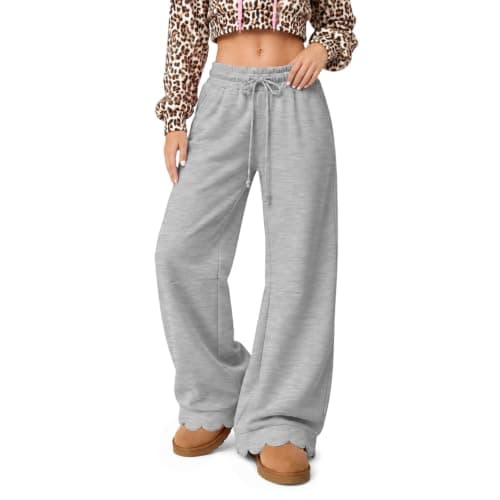 yakyamgi Womens Wide Leg Sweatpants Scalloped Hem view 5