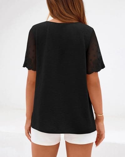 Zenlonr Women Tops Summer 2026 Short Sleeve Shirts Spring Vacation Fashion Dressy Casual Business V Neck Blouses view 5