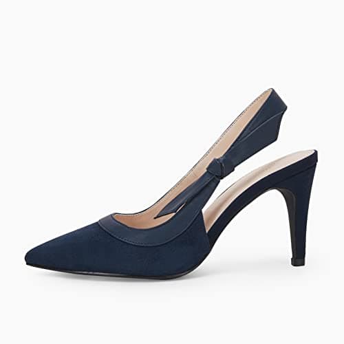 Coutgo Women's Pointed Toe High Heels Slingback Bowknot Formal Pumps Dress Shoes view 3