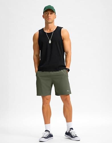 Pudolla Men's Athletic Shorts with Zipper Pockets 5"/7"/9" Lightweight Quick Dry Workout Gym Running Shorts view 3