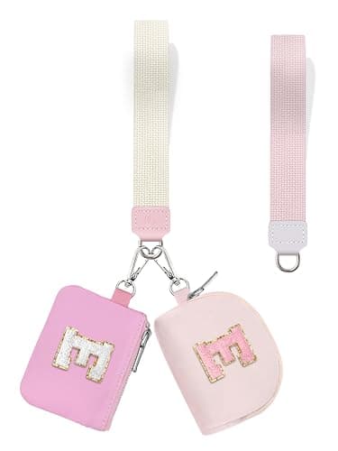 LIMKRIAN Initial Wristlet Wallet for Women,Small Dual Pouch Wristlet,Personalised Keychain Wallet,Mini Zip Around Coin Pouse — image 1